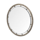 46" Round Brown Wood Frame Wall Mirror - Homeroots