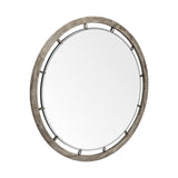 46" Round Brown Wood Frame Wall Mirror - Homeroots