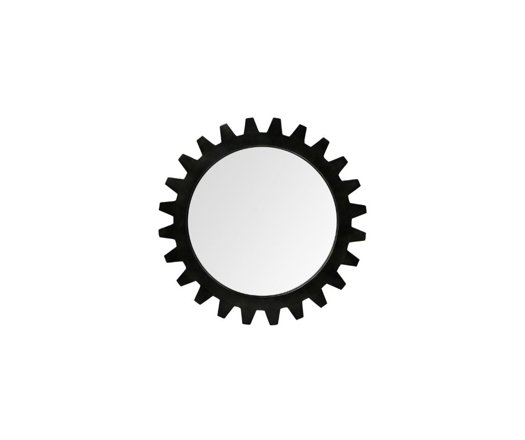 26" Black Cog Round Metal Frame Wall Mirror - Homeroots - Flyclothing LLC