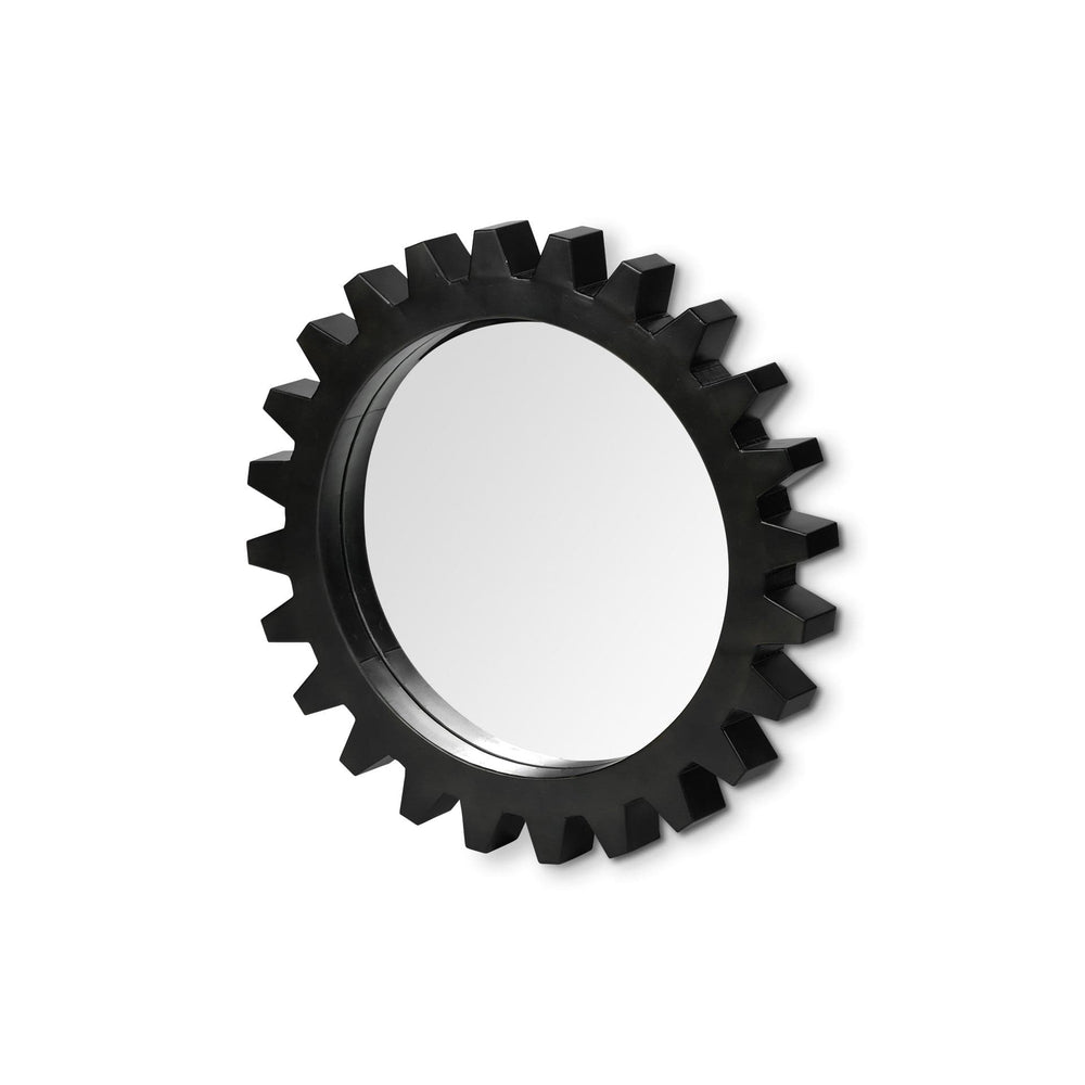 26" Black Cog Round Metal Frame Wall Mirror - Homeroots