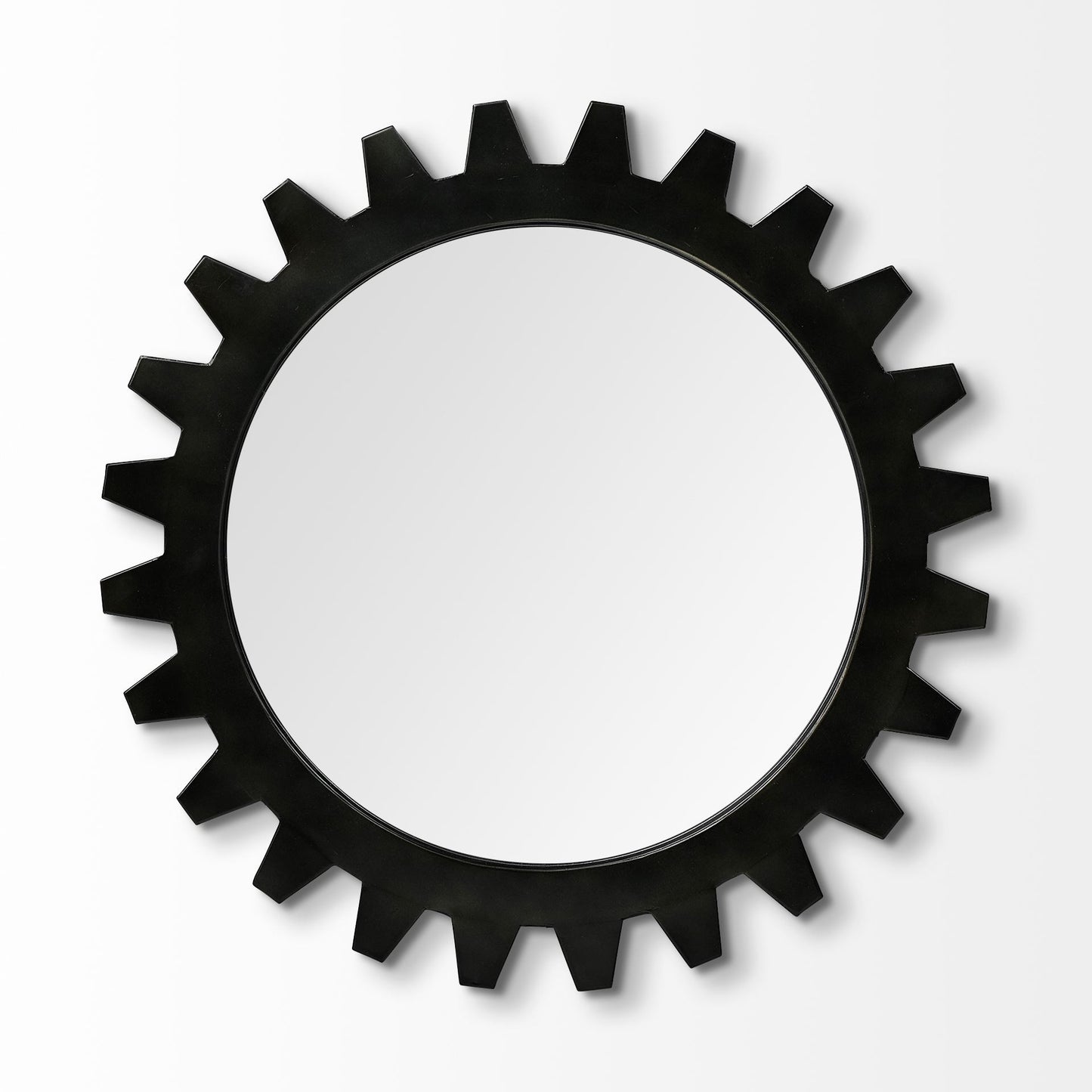 26" Black Cog Round Metal Frame Wall Mirror - Homeroots - Flyclothing LLC