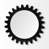 26" Black Cog Round Metal Frame Wall Mirror - Homeroots - Flyclothing LLC