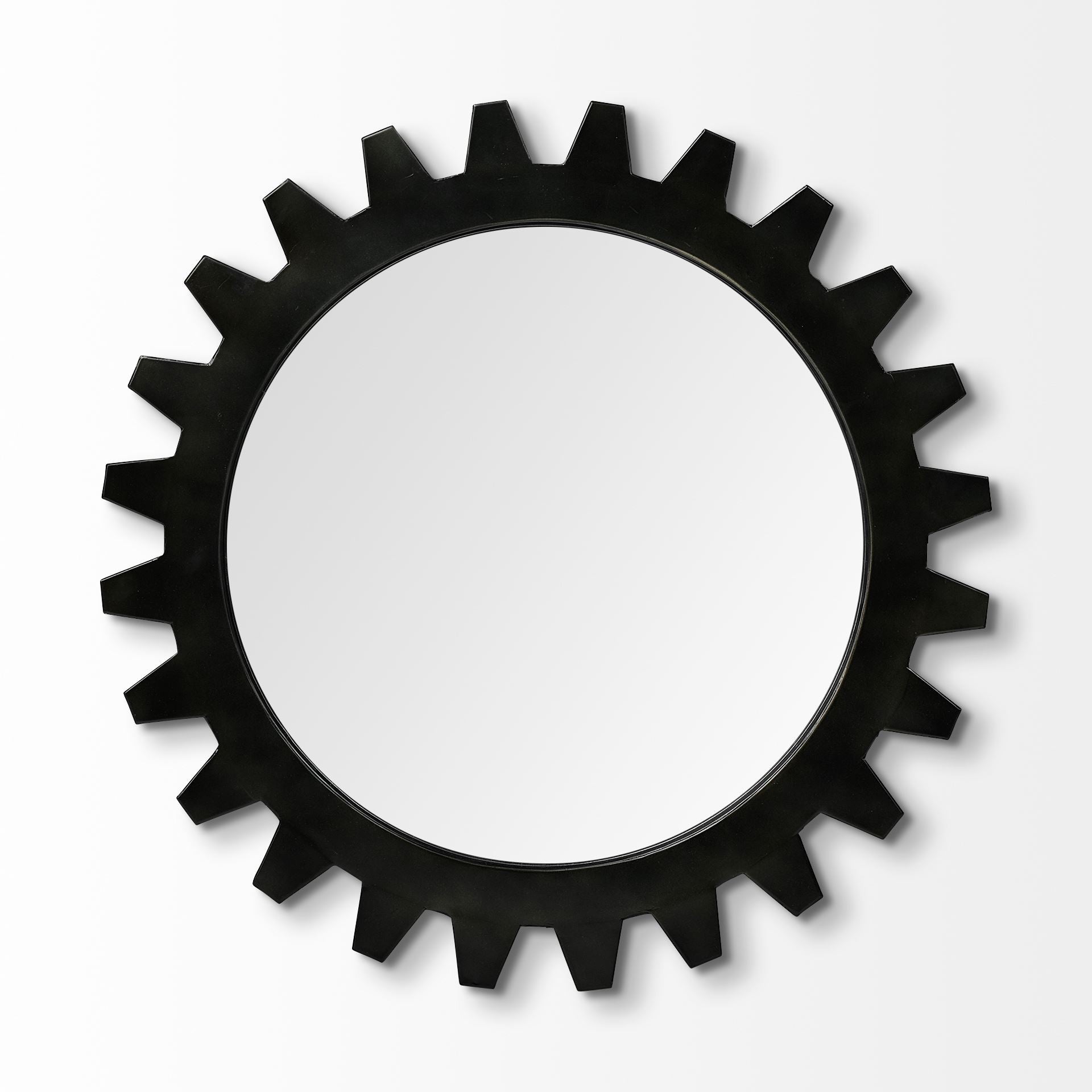 26" Black Cog Round Metal Frame Wall Mirror - Homeroots - Flyclothing LLC