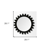 26" Black Cog Round Metal Frame Wall Mirror - Homeroots - Flyclothing LLC