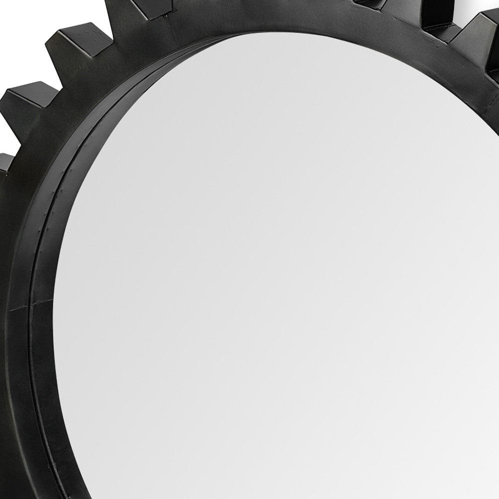 37" Round Black Metal Frame Wall Mirror - Homeroots - Flyclothing LLC