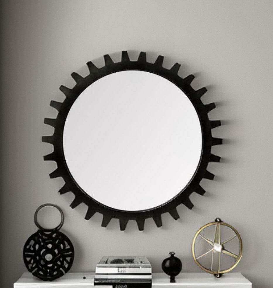 37" Round Black Metal Frame Wall Mirror - Homeroots - Flyclothing LLC