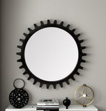 37" Round Black Metal Frame Wall Mirror - Homeroots