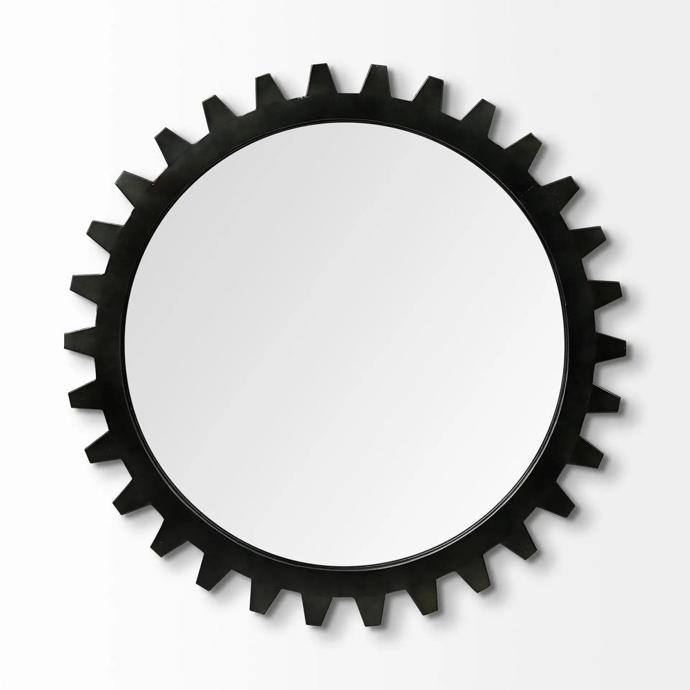 37" Round Black Metal Frame Wall Mirror - Homeroots