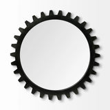 37" Round Black Metal Frame Wall Mirror - Homeroots