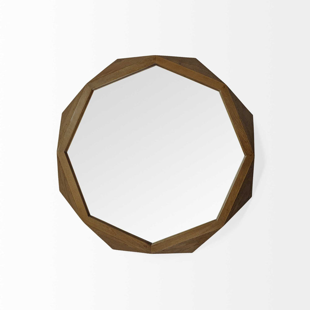 32" Octagon Wooden Frame Wall Mirror - Homeroots - Flyclothing LLC