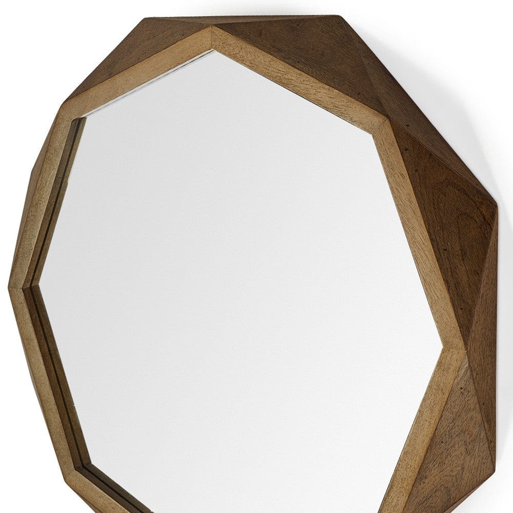 32" Octagon Wooden Frame Wall Mirror - Homeroots - Flyclothing LLC