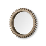 35" Round Natural Wood Frame Wall Mirror - Homeroots