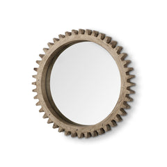35" Round Natural Wood Frame Wall Mirror - Homeroots