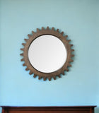 26" Round Natural Wood Frame Wall Mirror - Homeroots