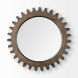 26" Round Natural Wood Frame Wall Mirror - Homeroots