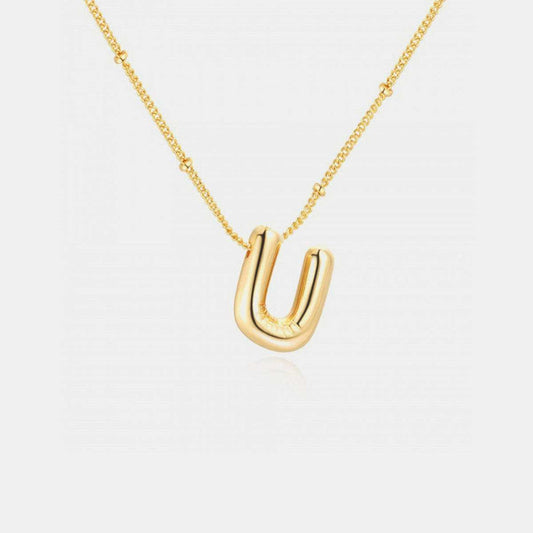Gold-Plated Letter Pendant Necklace - Trendsi - Flyclothing LLC