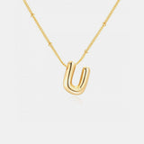 Gold-Plated Letter Pendant Necklace - Trendsi