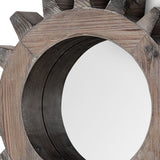 Cog 17" Round Natural Wood Frame Wall Mirror - Homeroots - Flyclothing LLC