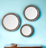 19" Brown Wood And Black Metal Frame Wall Mirror - Homeroots - Flyclothing LLC