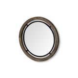19" Brown Wood And Black Metal Frame Wall Mirror - Homeroots