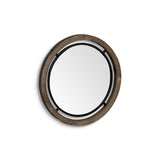 19" Brown Wood And Black Metal Frame Wall Mirror - Homeroots