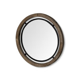 24" Brown Wood And Black Metal Double Frame Wall Mirror - Homeroots