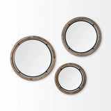 24" Brown Wood And Black Metal Double Frame Wall Mirror - Homeroots - Flyclothing LLC