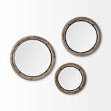 24" Brown Wood And Black Metal Double Frame Wall Mirror - Homeroots