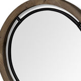 24" Brown Wood And Black Metal Double Frame Wall Mirror - Homeroots - Flyclothing LLC