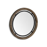 24" Brown Wood And Black Metal Double Frame Wall Mirror - Homeroots