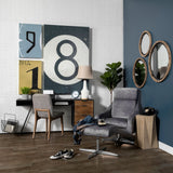 28" Brown Wood And Black Metal Round Framed Accent Mirror - Homeroots - Flyclothing LLC