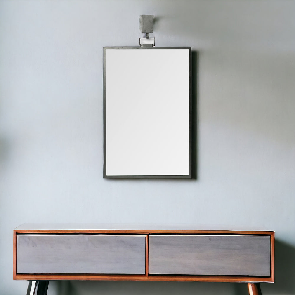 44" Gunmetal Metal Framed Accent Mirror - Homeroots - Flyclothing LLC