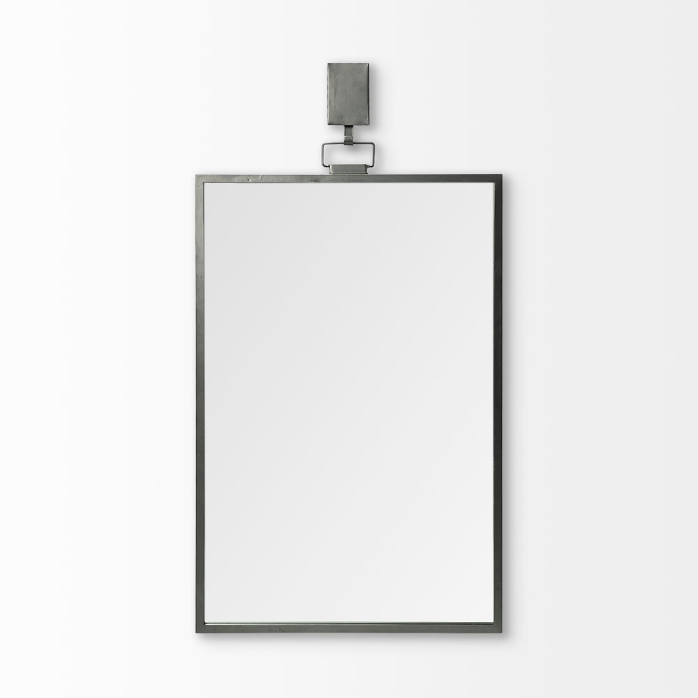 44" Gunmetal Metal Framed Accent Mirror - Homeroots