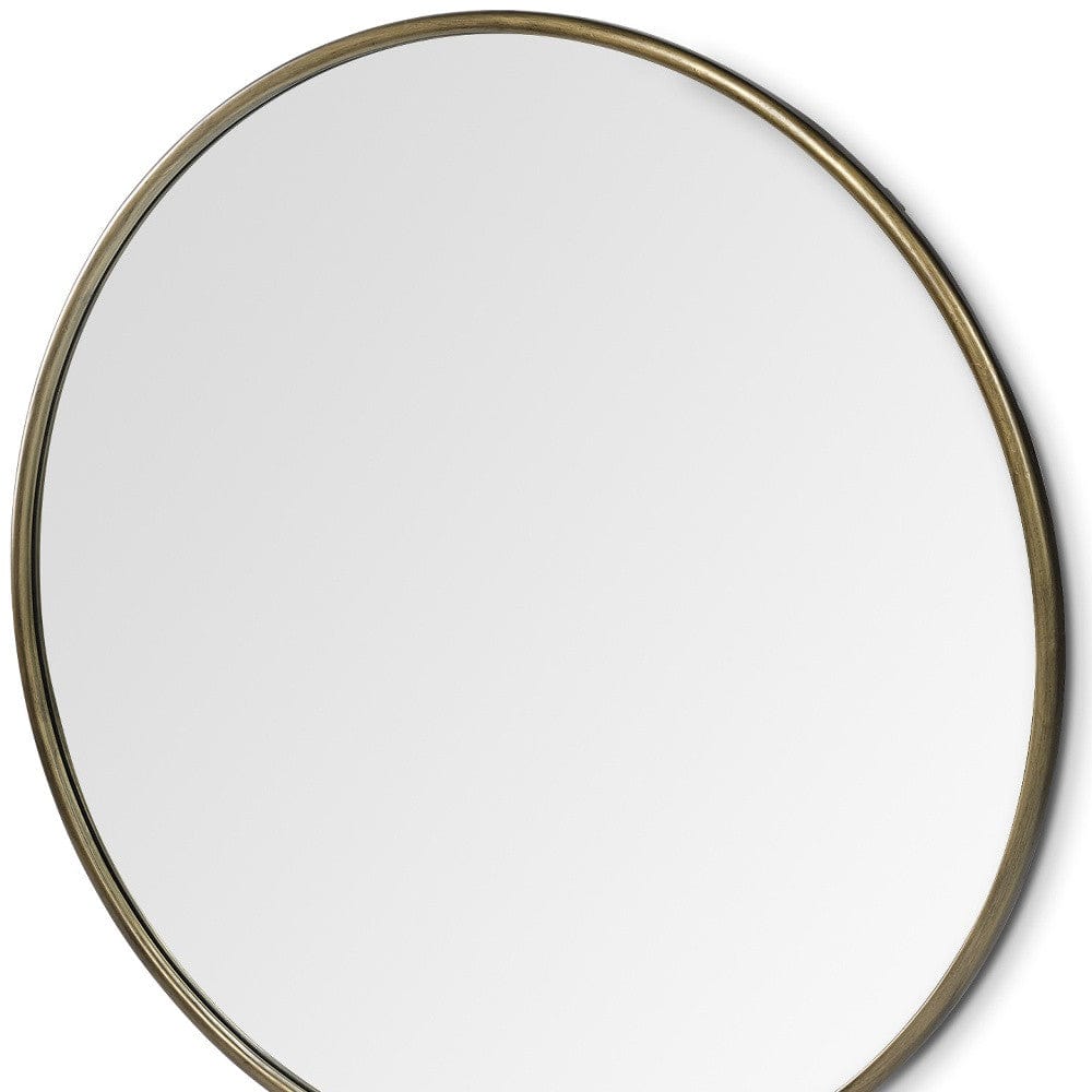 47" Round Gold Metal Frame Wall Mirror - Homeroots - Flyclothing LLC