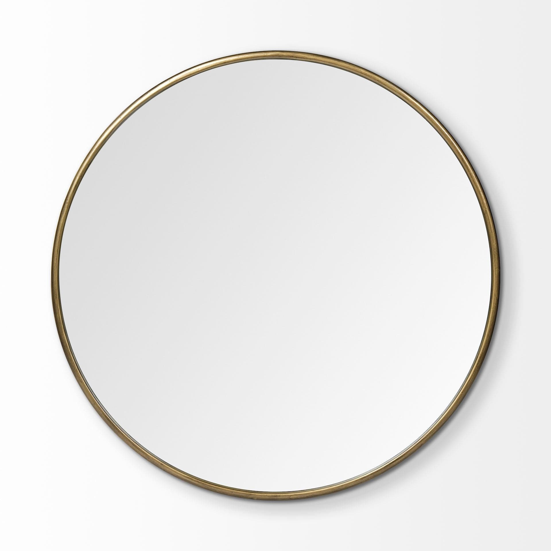 47" Round Gold Metal Frame Wall Mirror - Homeroots - Flyclothing LLC