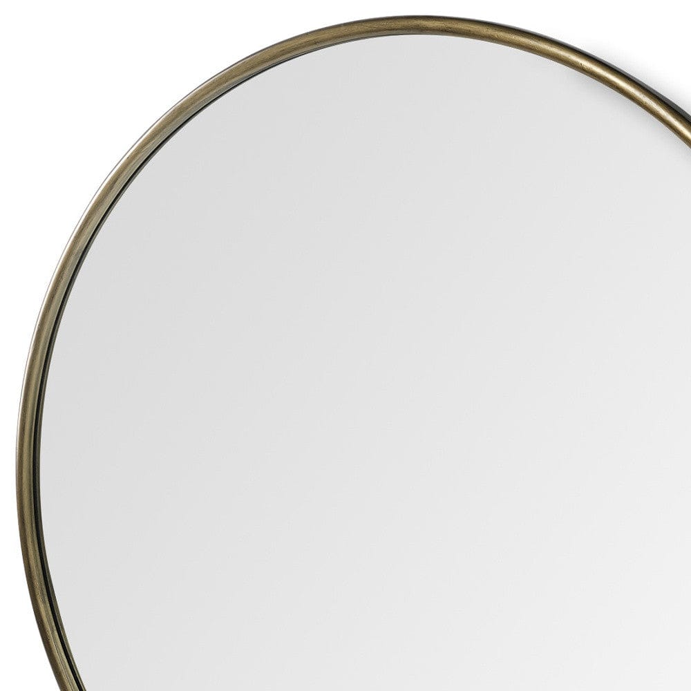47" Round Gold Metal Frame Wall Mirror - Homeroots - Flyclothing LLC