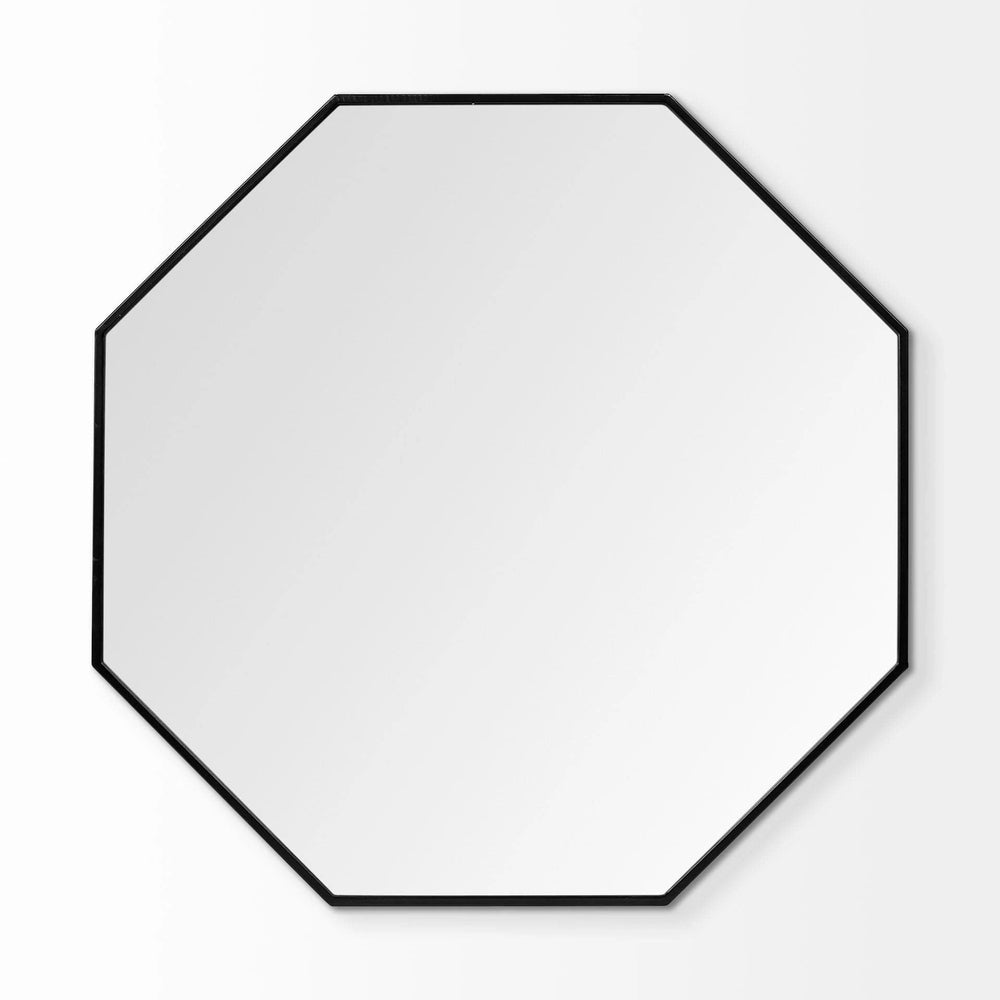 37" Octogon Black Metal Frame Wall Mirror - Homeroots - Flyclothing LLC