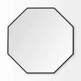 37" Octogon Black Metal Frame Wall Mirror - Homeroots