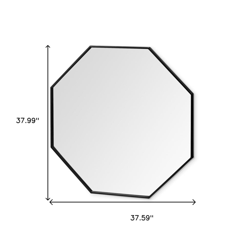 37" Octogon Black Metal Frame Wall Mirror - Homeroots - Flyclothing LLC