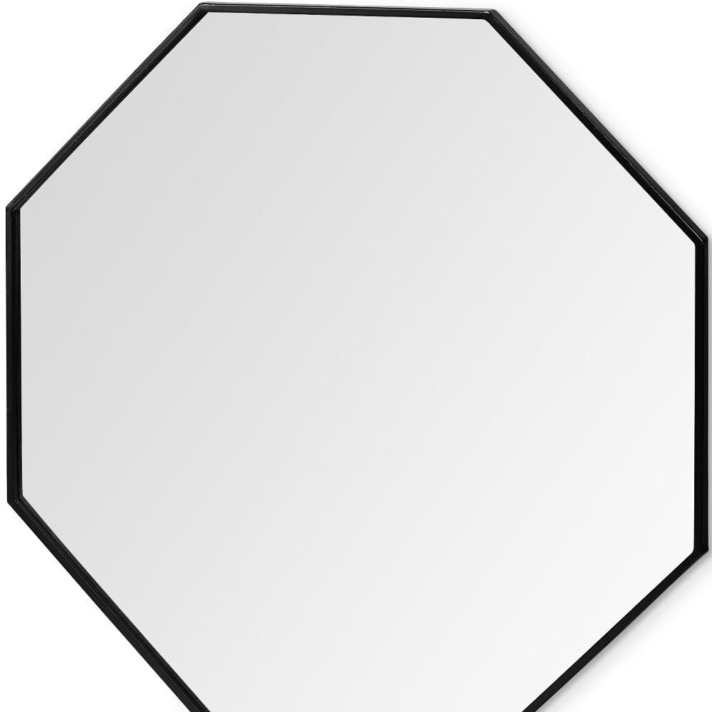 37" Octogon Black Metal Frame Wall Mirror - Homeroots - Flyclothing LLC