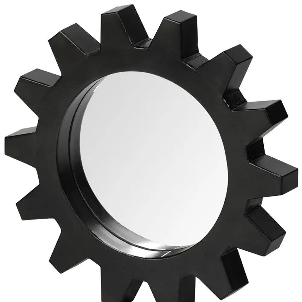 Cog 17" Round Black Metal Frame Wall Mirror - Homeroots - Flyclothing LLC