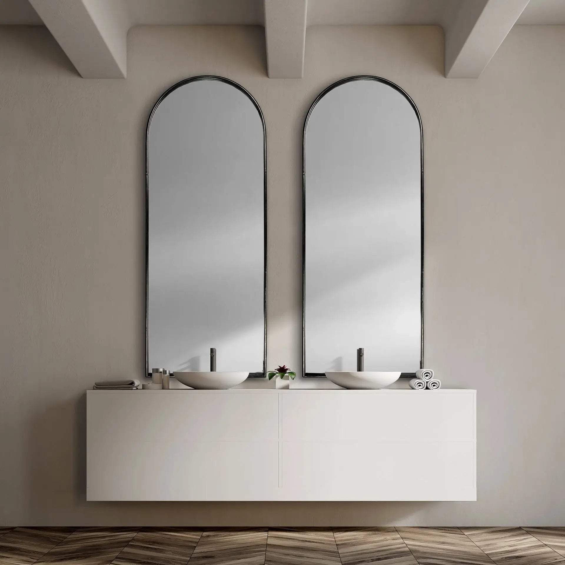 Black Arch Full Length Hanging Metal Mirror - Homeroots - Flyclothing LLC