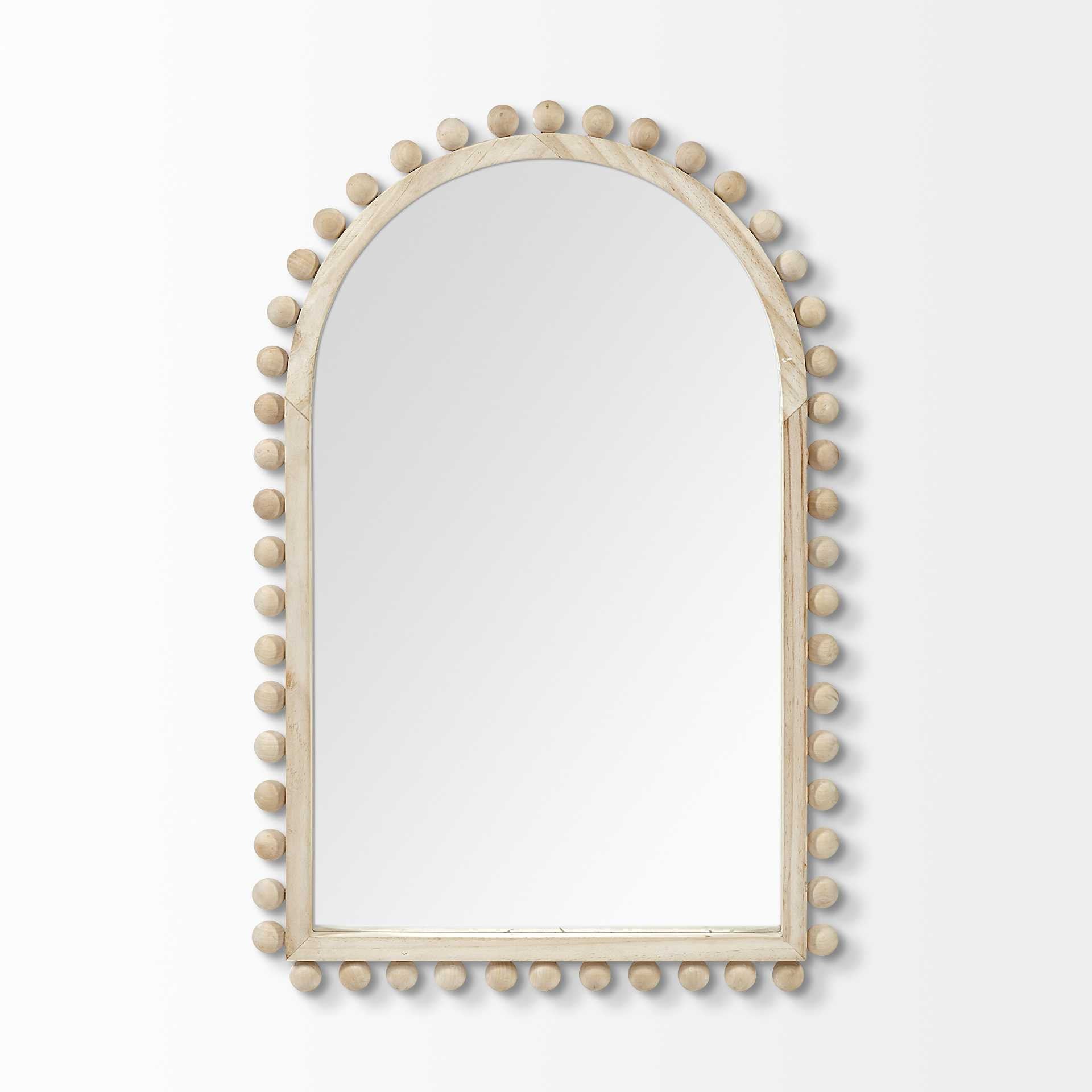 35" Natural Arch Wood Framed Accent Mirror - Homeroots