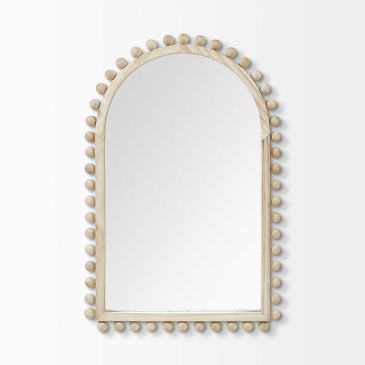 35" Natural Arch Wood Framed Accent Mirror - Homeroots