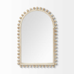 35" Natural Arch Wood Framed Accent Mirror - Homeroots