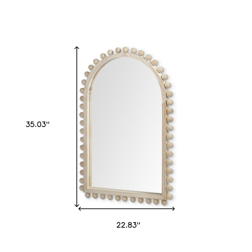 35" Natural Arch Wood Framed Accent Mirror - Homeroots - Flyclothing LLC
