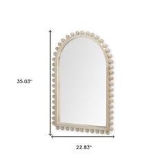 35" Natural Arch Wood Framed Accent Mirror - Homeroots