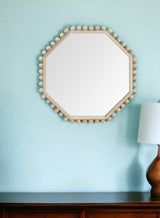 32" Octagon Natural Wood Frame Wall Mirror - Homeroots - Flyclothing LLC