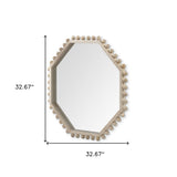 32" Octagon Natural Wood Frame Wall Mirror - Homeroots - Flyclothing LLC