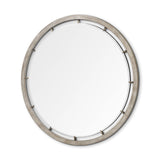 54" Brown Wood and Metal Round Framed Accent Mirror - Homeroots